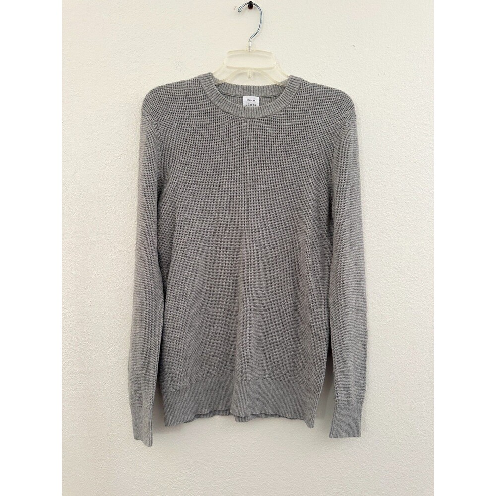 John Lewis & Partners Thermal Cotton Cashmere Crewneck Pullover Top Men's Small